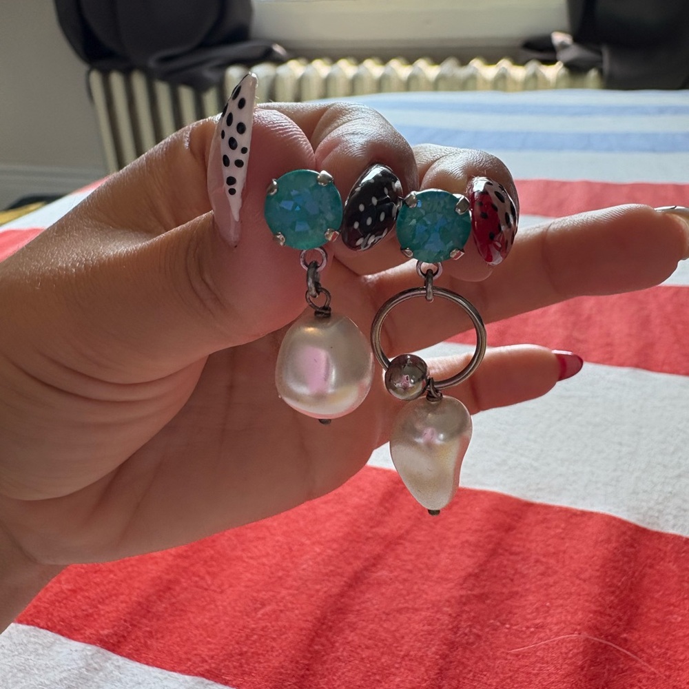 JUSTINE CLENQUET Silver & Blue Stan Earrings